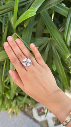Natural Morganite & Pink Sapphire Cocktail Ring - 18k Rose Gold Diamond Handmade Ring
