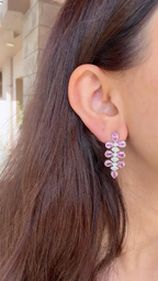 18k White Gold Diamond Dangle Earrings - Natural Pink Sapphire Earrings