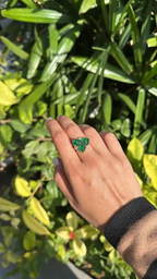 Natural Zambian Emerald Handmade Ring - 18k White Gold & Diamond Statement Ring
