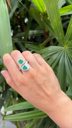 Natural Zambian Emerald Two Tone Gold Ring - 18k Gold Diamond Wedding Ring