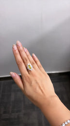 Natural Yellow Sapphire Gemstone Ring - 18k White Gold Diamond Handmade Ring