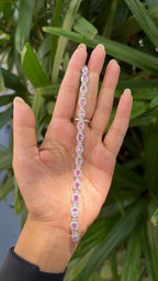 Natural Pink Sapphire Gemstone Bracelet - 18k White Gold Diamond Handmade Bracelet