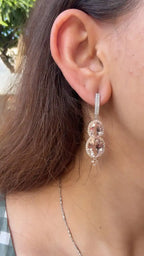 Natural Morganite & Diamond Dangle Earrings - 18k Rose Gold Handmade Earrings