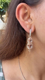 Natural Morganite Gemstone Dangle Earrings - 18k Rose Gold Diamond Dangle Earrings