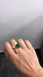 5.52 Ct. Zambian Emerald Gemstone Ring - 18k White Gold Diamond Handmade Wedding Ring