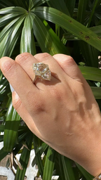 18k White Gold Art Deco Style Ring - Natural Rose Cut Diamond Engagement Ring