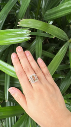 Natural Morganite Wedding Ring - 18k Rose Gold Diamond Cocktail Ring