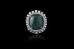 Natural 38.25 Ct. Emerald Cocktail Ring - 18k White Gold Princess Diamond Statement Ring