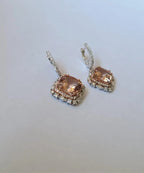 Natural Cushion Morganites & Diamonds Dangle Earrings
