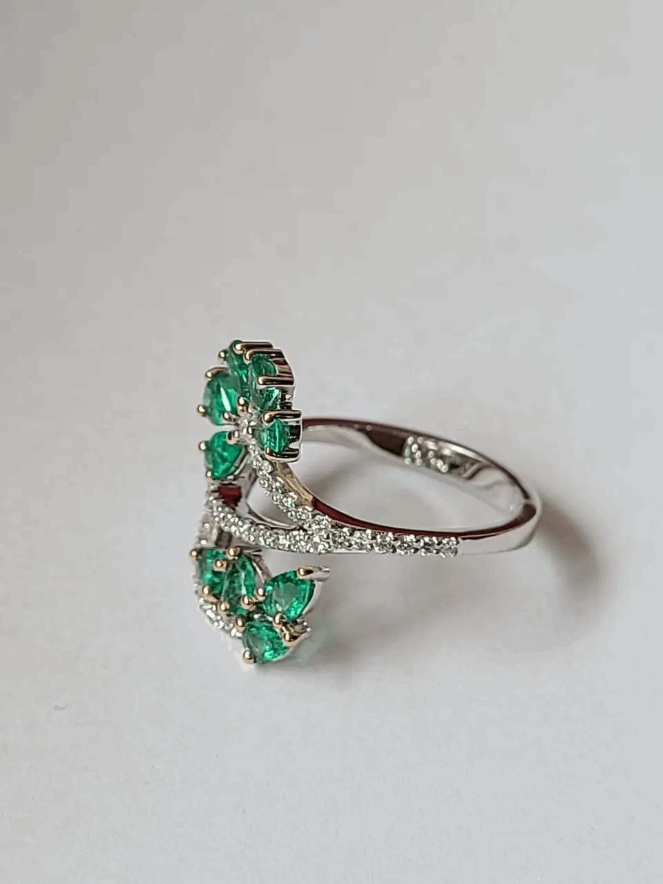 Set in 18K Gold, 1.13 Carats, Natural Zambian Emerald & Diamonds Cocktail Ring