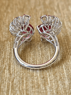 Rubellite Set in 18K White Gold & Rose Cut Diamonds Cocktail/ Engagement Ring