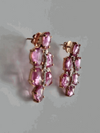 Pink Sapphire Rose Cuts 18.25 carats Set in 18K Rose Gold & Diamonds Earrings