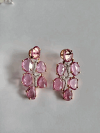 Pink Sapphire Rose Cuts 18.25 carats Set in 18K Rose Gold & Diamonds Earrings