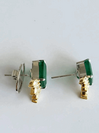 Natural Zambian Emeralds 11.51 carats & Yellow Marquise Diamonds Stud Earrings