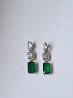 Natural Zambian Emerald Set in 18K Rose Gold & Diamonds Dangle Earrings