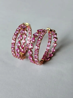 18K Rose Gold, 17.97 carats, Ceylon Pink Sapphires Hoop Earrings