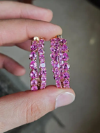 18K Rose Gold, 17.97 carats, Ceylon Pink Sapphires Hoop Earrings