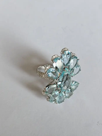 Set in 18K White Gold, 16.20 carats Aquamarine & Diamond oversized Cocktail Ring
