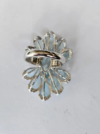 Set in 18K White Gold, 16.20 carats Aquamarine & Diamond oversized Cocktail Ring