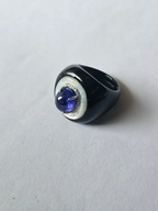 18k White Gold Ring - Natural Tanzanite & Mother Of Pearl Ring - Gold Diamond Cocktail Ring - Black Onyx Ring - Diamond Women Ring