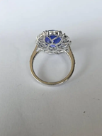 18k White Gold Diamond Ring | Natural Tanzanite Gemstone Cocktail Ring | Wedding Ring