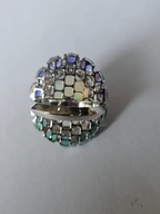 Gold Diamond Ring | 18k White Gold Zambian Emerald Ring | Tanzanite & Ethiopian Opal Cocktail Ring | Handmade Gold Diamond Ring