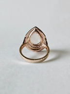 Pear Shape Morganite Ring - Black Enamel Statement Ring - 18k Rose Gold Diamond Ring - Best Anniversary Gift For Wife