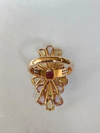 1.04 Ct. Tourmaline Gemstone Gold Ring - Natural Multi Sapphire & Diamond Cocktail Ring - 18k Rose Gold Diamond Ring