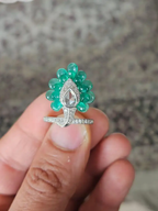 Natural Zambian Emerald Gold Ring - 18k White Gold Diamond Ring