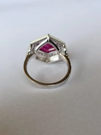Mozambique Ruby & Diamond Ring - 18k White Gold Handmade Ring With White Enamel
