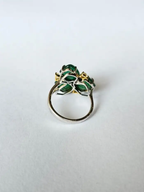 Natural Zambian Emerald Handmade Ring - 18k White Gold & Diamond Statement Ring