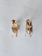 18k Yellow Matte Gold Hoop Earrings - Natural Morganite & Diamond Earrings