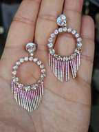 Natural Pink Sapphire & Morganite Gemstone Chandelier Earrings - 18k Rose Gold Diamond Earrings