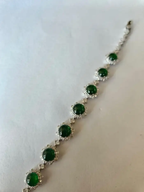 7.70 Ct. Burmese Jadeite & Diamond Bracelet - 18k White Gold Handmade Women Bracelet