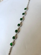 7.70 Ct. Burmese Jadeite & Diamond Bracelet - 18k White Gold Handmade Women Bracelet