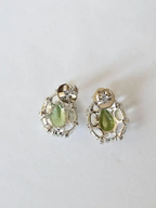 Natural Pear Shape Tourmaline & White Sapphire Stud Earrings - 18k White Gold Diamond Earrings