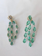 Natural Colombian Emerald Dangle Earrings - 18k White Gold Diamond Chandelier Earrings for Women