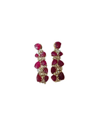 18k Rose Gold Mozambique Ruby Dangle Earrings - Natural Rose Cut Diamond Chandelier Earrings