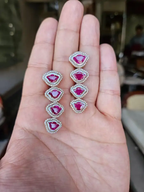 Natural Mozambique Ruby & Pearl Dangle Earrings - 18k Gold Diamond Bridesmaid Earrings