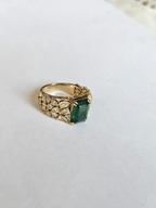 Natural Zambian Emerald Statement Ring - 18k Yellow Gold & Yellow Diamonds Wedding Ring