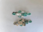 Natural Colombian Emerald & Pearl Chandelier Earrings - 18k White Gold Diamond Dangle Earrings