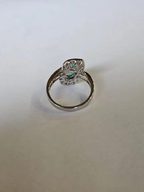 18k White Gold Tapered Baguette Diamonds Engagement Ring - Natural Pear Shape Zambian Emerald Wedding Ring