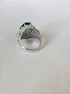Natural 8.08 Ct. Zambian Emerald Cocktail Ring - 18k White Gold Diamond Wedding Ring