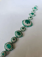 Natural Colombian Emerald Bracelet - 18k White Gold Diamond Handmade Bracelet