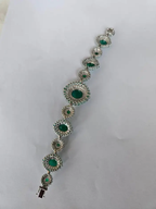 Natural Colombian Emerald Bracelet - 18k White Gold Diamond Handmade Bracelet