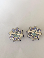 Natural Aquamarine & Tanzanite Gemstone Stud Earrings - 18k White Gold Diamond Handmade Earrings