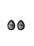 Pear Shape Aquamarine Stud Earrings - 18k White Gold Diamond Handmade Earrings