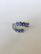 18k White Gold Handmade Ring - Natural Ceylon Blue Sapphire & Diamond Ring