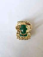 Natural Zambian Emerald Engagement Ring - 18k Yellow Gold & Yellow Diamond Beautiful Wedding Ring