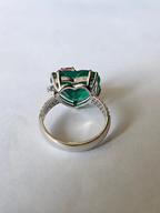 Heart Shape Zambian Emerald Gold Ring - 18k White Gold & Pink Sapphire Engagement Ring